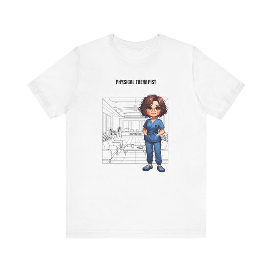 PT Caricature-hospital, (brown hair, glasses) Jersey Short Sleeve Tee