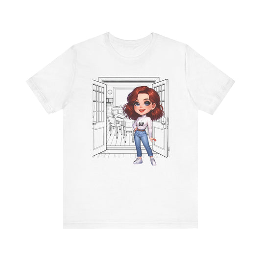 SLP Caricature (auburn hair) Jersey Short Sleeve Tee